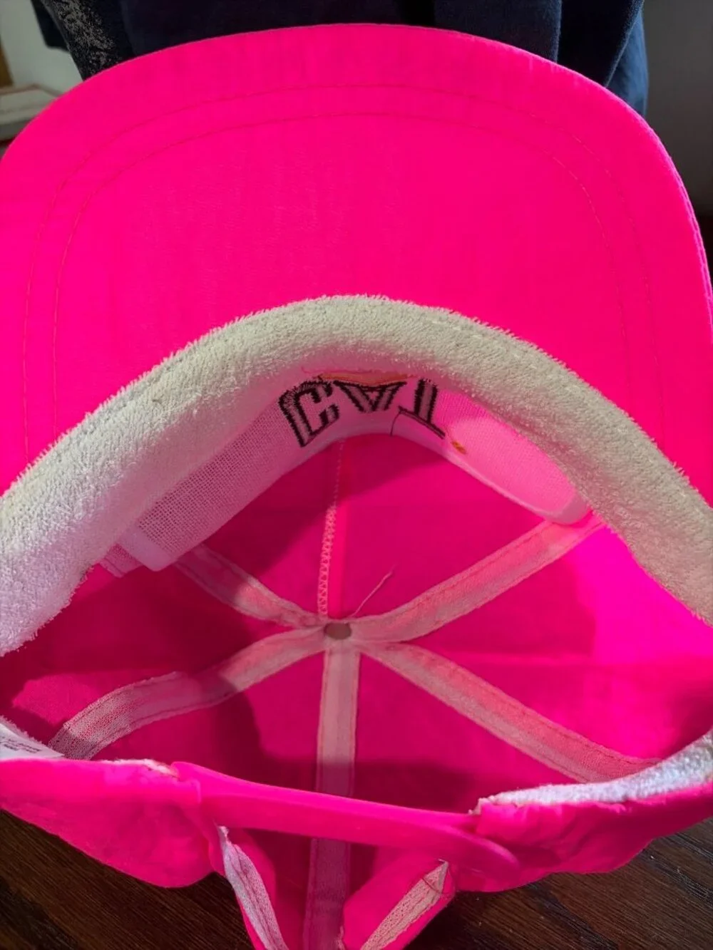 Vintage CAT / Beckwith Machinery Company Pink Snapback Hat Nylon Logo Cap